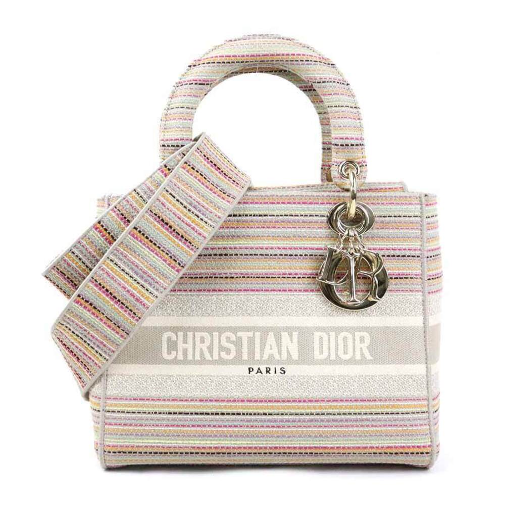 Christian Dior Lady Delight 2way Shoulder Bag canvas multicolor gold